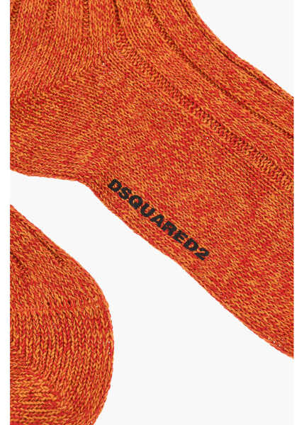 Sosete DSQUARED2 Melange Linen Mid-Crew Socks Orange Barbati (BM 18578176) 2