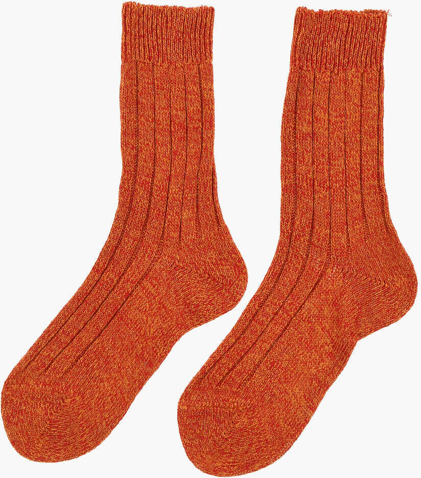 Sosete DSQUARED2 Melange Linen Mid-Crew Socks Orange Barbati (BM 18578176) 3