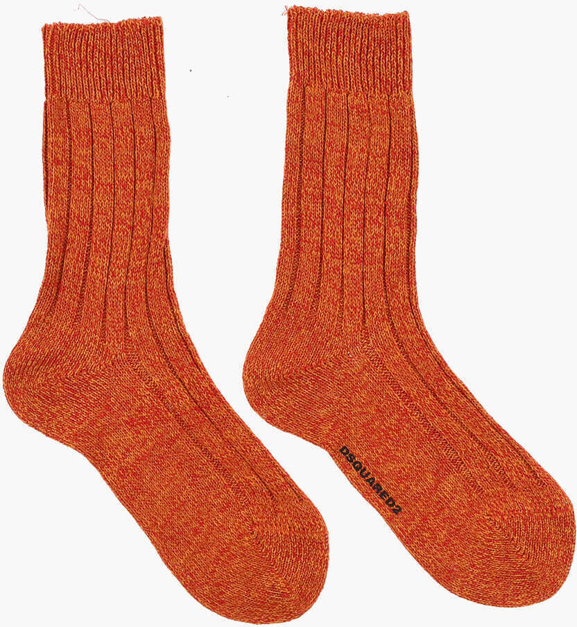 Sosete DSQUARED2 Melange Linen Mid-Crew Socks Orange Barbati (BM 18578176) 1