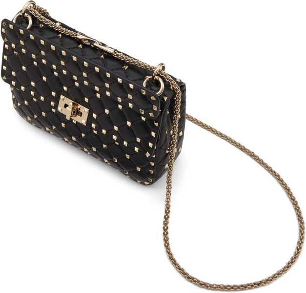 Genti de mana Valentino Garavani Small Leather Rockstud Spike Handbag NERO Femei (BM 18578377) 4