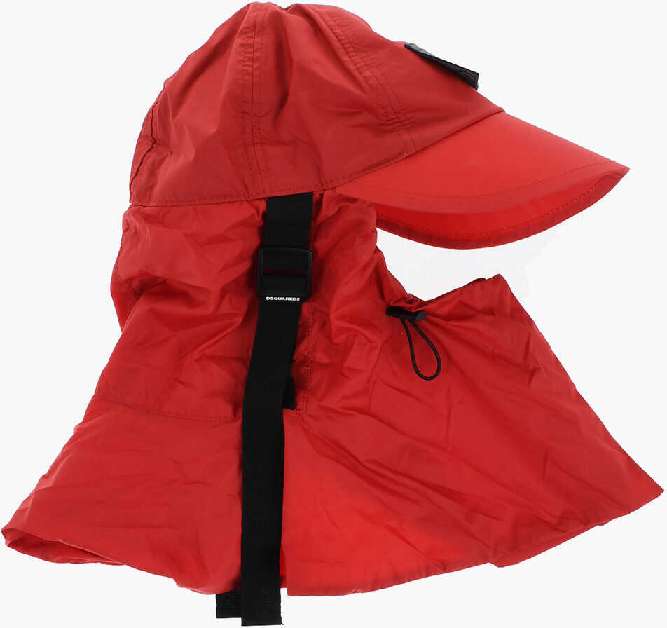 Caciuli DSQUARED2 Nylon Sahara Hat With Logo Patch Red Barbati (BM 18578497) 1