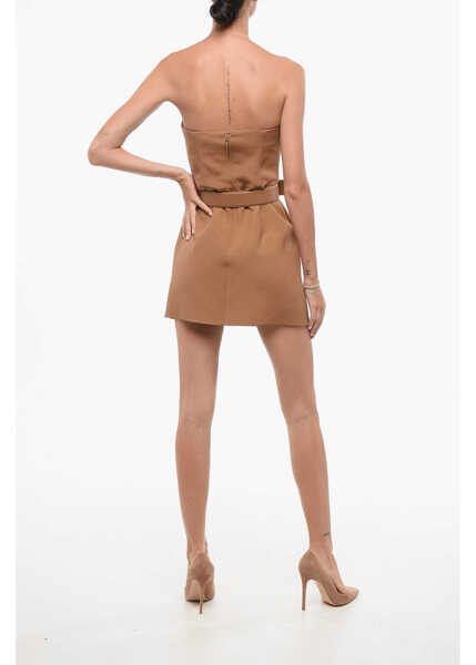 Rochii lungi Elisabetta Franchi Belted Off-The-Shoulder Dress Brown Femei (BM 18578515) 2