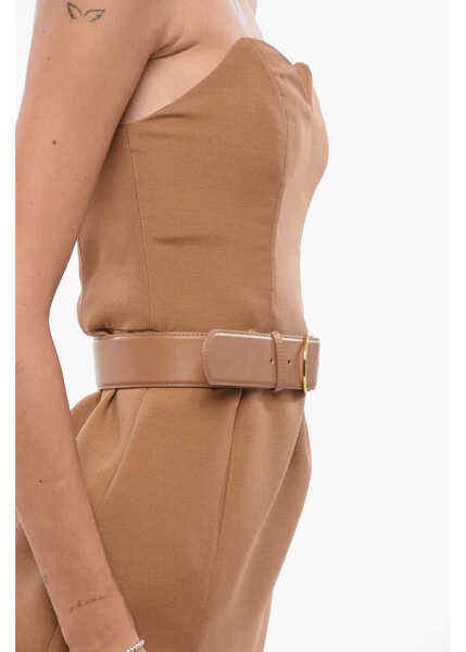 Rochii lungi Elisabetta Franchi Belted Off-The-Shoulder Dress Brown Femei (BM 18578515) 3