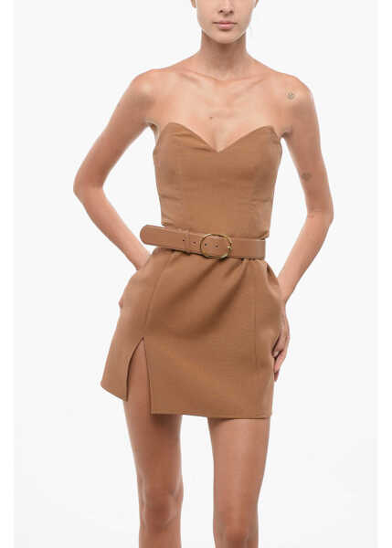 Rochii lungi Elisabetta Franchi Belted Off-The-Shoulder Dress Brown Femei (BM 18578515) 4