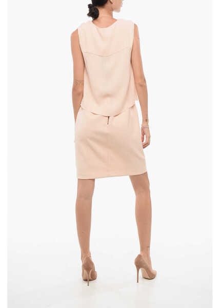 Rochii scurte Elisabetta Franchi Gabardine Midi Dress With Wrap Design Pink Femei (BM 18578524) 2