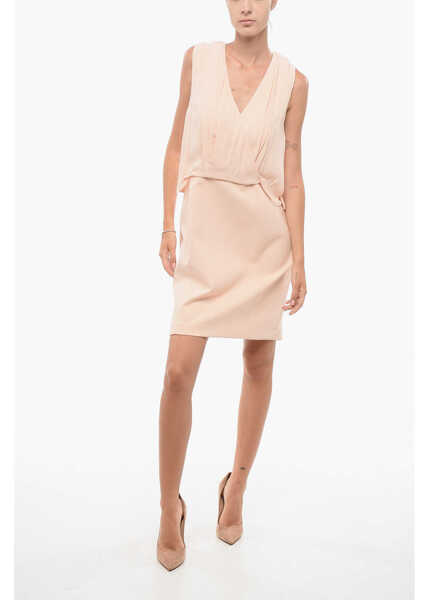 Rochii scurte Elisabetta Franchi Gabardine Midi Dress With Wrap Design Pink Femei (BM 18578524) 1