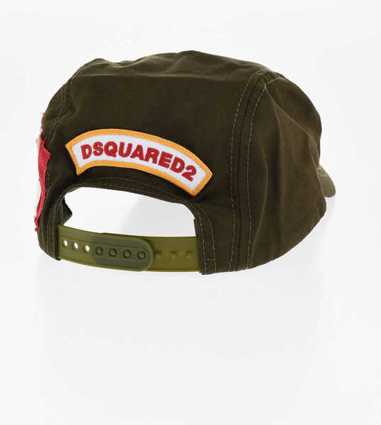 Caciuli DSQUARED2 Cotton Cap With Patches Green Barbati (BM 18578533) 3