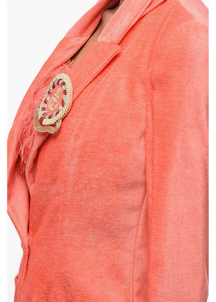Sacouri Elisabetta Franchi Unlined Blazer With Peak Lapel Pink Femei (BM 18578542) 3