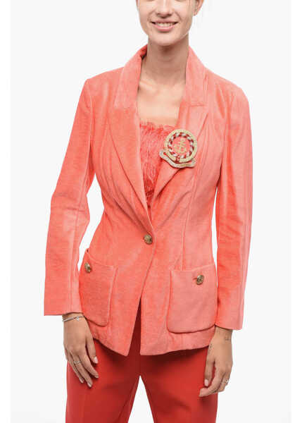 Sacouri Elisabetta Franchi Unlined Blazer With Peak Lapel Pink Femei (BM 18578542) 1