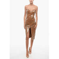 Rochii lungi Sleeveless Eco-Patent Leather Sheath Dress Femei