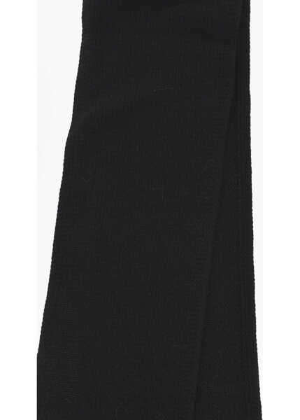 Esarfe DSQUARED2 Icon Solid Color Wool Blend Scarf With Contrasting Logo Black Femei (BM 18578578) 3