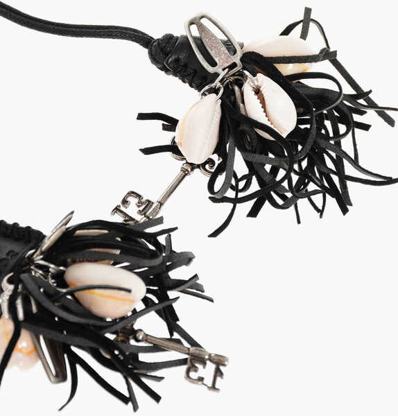 Bratari DSQUARED2 Leather Bracelet With Shells And Fringes Black Femei (BM 18578599) 2