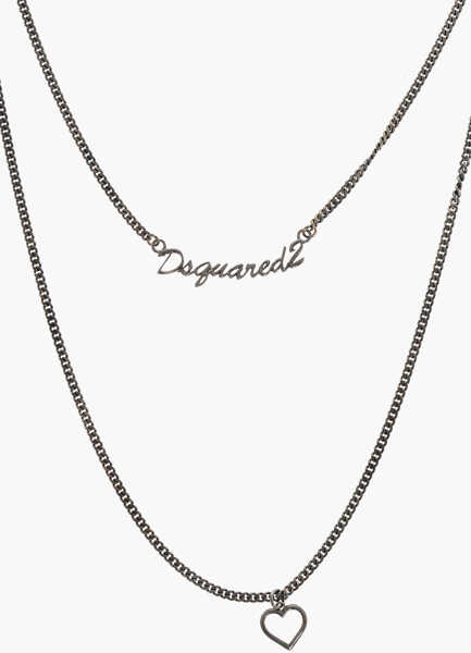 Coliere DSQUARED2 Metal Layered Necklace With Charms Silver Femei (BM 18578602) 2