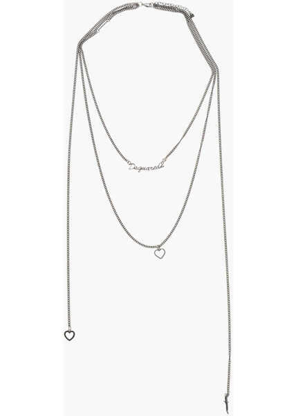 Coliere DSQUARED2 Metal Layered Necklace With Charms Silver Femei (BM 18578602) 1