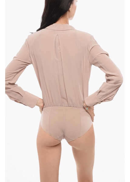 Bluze Elisabetta Franchi Silk Wrap Blouse With Bodysuit Design Pink Femei (BM 18578605) 2