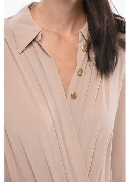 Bluze Elisabetta Franchi Silk Wrap Blouse With Bodysuit Design Pink Femei (BM 18578605) 3