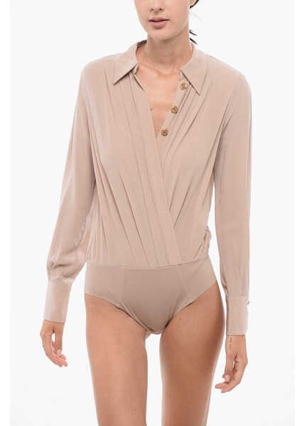 Bluze Elisabetta Franchi Silk Wrap Blouse With Bodysuit Design Pink Femei (BM 18578605) 1