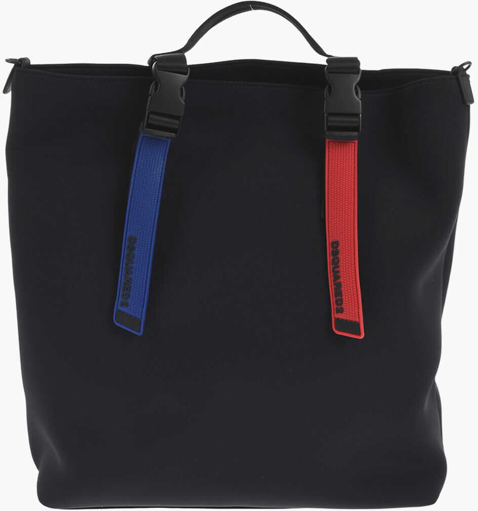 Genti de mana DSQUARED2 Solid Color Neoprene Handbag With Contrasting Details Black Barbati (BM 18578779) 1