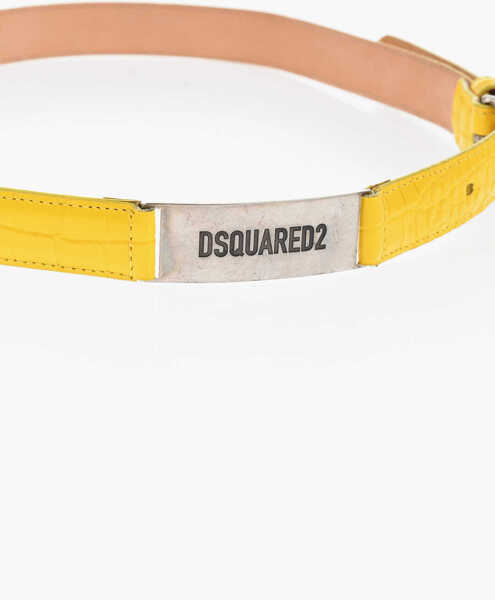 Curele DSQUARED2 Crocodile Effect Leather Belt 30Mm Yellow Femei (BM 18578788) 3
