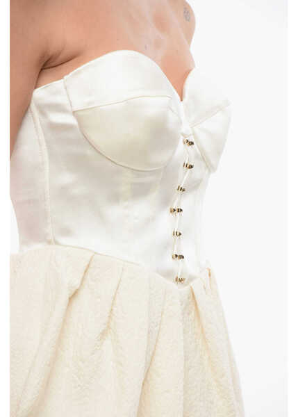 Rochii scurte Elisabetta Franchi Flared Minidress With Satin Bustier White Femei (BM 18578830) 3