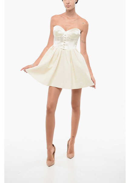 Rochii scurte Elisabetta Franchi Flared Minidress With Satin Bustier White Femei (BM 18578830) 1