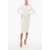 Elisabetta Franchi Jacquard Knitted Midi Sheath Dress With Bare Back Design White