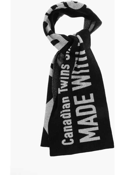 Esarfe DSQUARED2 Virgin Wool Two-Tone Scarf With Monogram Black Barbati (BM 18578851) 2