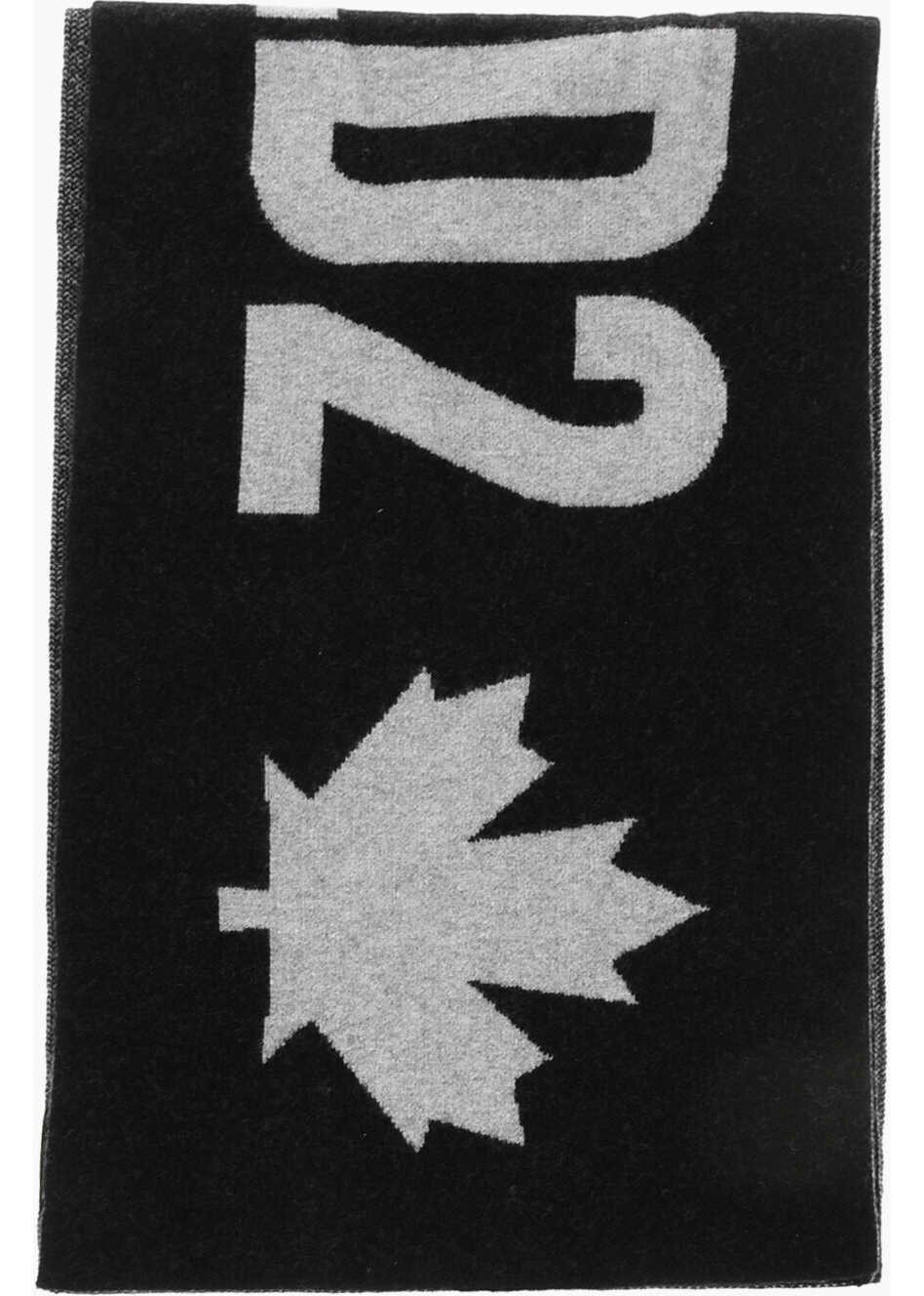 Esarfe DSQUARED2 Virgin Wool Two-Tone Scarf With Monogram Black Barbati (BM 18578851) 1