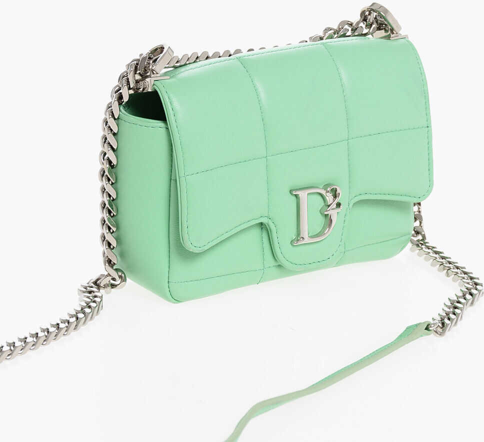 Genti mini DSQUARED2 Quilted Leather Bag With Metal Logo Green Femei (BM 18578863) 3