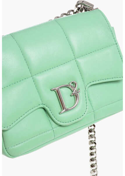 Genti mini DSQUARED2 Quilted Leather Bag With Metal Logo Green Femei (BM 18578863) 4