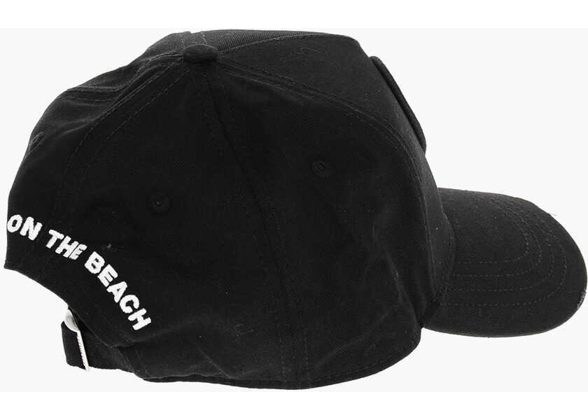 Caciuli DSQUARED2 Solid Color Twins On The Beach Cap With Tropical Patch Black Femei (BM 18578866) 2