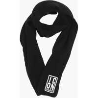 Esarfe Icon Solid Color Wool Blend Scarf With Embossed Logo Barbati