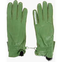 Manusi Leather Gloves With Half Zip And Real Fur Inner Femei