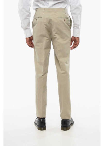 Pantaloni casual CORNELIANI Cc Collection Linen Blend Pants With Scalloped Hem Beige Barbati (BM 18578971) 2