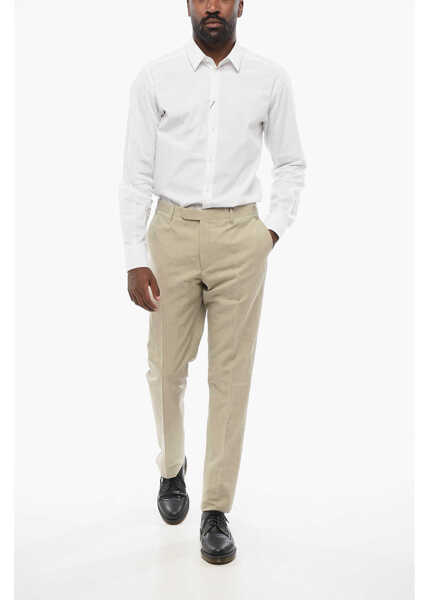 Pantaloni casual CORNELIANI Cc Collection Linen Blend Pants With Scalloped Hem Beige Barbati (BM 18578971) 4