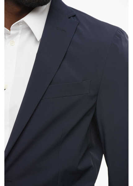 Sacouri CORNELIANI Cc Collection Nylon Stretch 2 Buttons Blazer With Patch Pock Blue Barbati (BM 18578974) 3