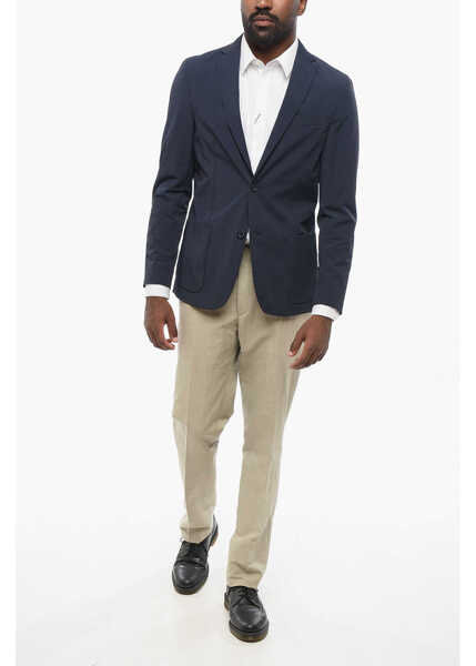 Sacouri CORNELIANI Cc Collection Nylon Stretch 2 Buttons Blazer With Patch Pock Blue Barbati (BM 18578974) 4