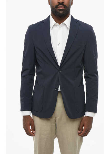 Sacouri CORNELIANI Cc Collection Nylon Stretch 2 Buttons Blazer With Patch Pock Blue Barbati (BM 18578974) 1