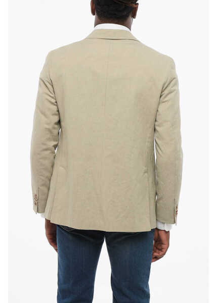 Sacouri elegante CORNELIANI Cc Collection Linen Blend Side Vents Notch Lapel 2-Button Bl Beige Barbati (BM 18578980) 2