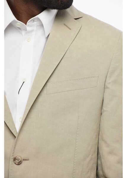 Sacouri elegante CORNELIANI Cc Collection Linen Blend Side Vents Notch Lapel 2-Button Bl Beige Barbati (BM 18578980) 3