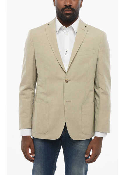 Sacouri elegante CORNELIANI Cc Collection Linen Blend Side Vents Notch Lapel 2-Button Bl Beige Barbati (BM 18578980) 1
