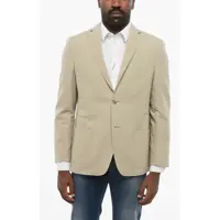 Sacouri elegante Cc Collection Linen Blend Side Vents Notch Lapel 2-Button Bl Barbati