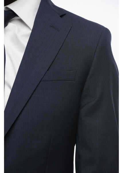 Costume CORNELIANI Cc Collection Plaid Motif Side Vents Notch Lapel 2-Button Su Blue Barbati (BM 18578983) 3