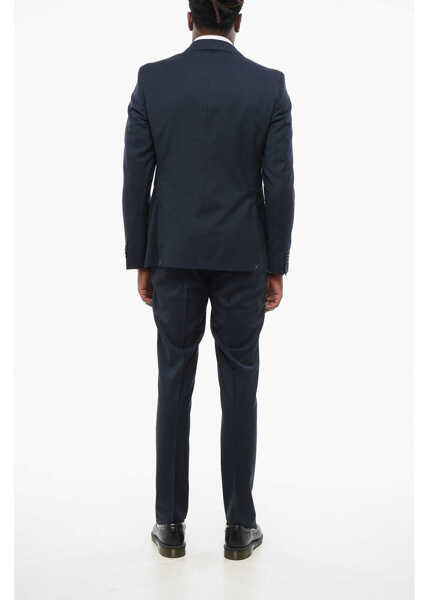 Costume CORNELIANI Cc Collection Plaid Motif Side Vents Notch Lapel 2-Button Su Blue Barbati (BM 18578983) 4