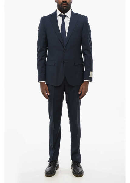 Costume CORNELIANI Cc Collection Plaid Motif Side Vents Notch Lapel 2-Button Su Blue Barbati (BM 18578983) 1