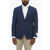 CORNELIANI Cc Collection Linen Blend Side Vents Notch Lapel 2-Button Bl Blue