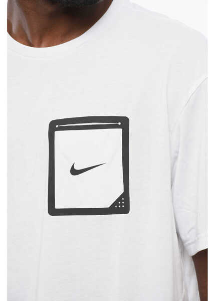 Tricouri Nike Swim Contrasting Printed Crew-Neck T-Shirt With Breast Pocke Black & White Barbati (BM 18578992) 3