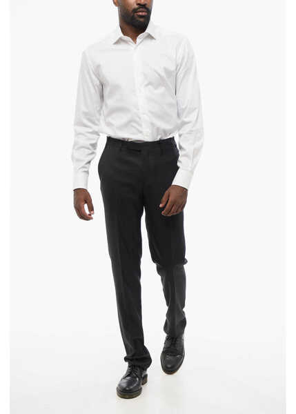 Pantaloni eleganti CORNELIANI Trend Virgin Wool Pants With Belt Loops Black Barbati (BM 18578998) 4