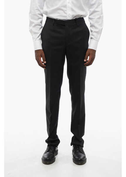 Pantaloni eleganti CORNELIANI Trend Virgin Wool Pants With Belt Loops Black Barbati (BM 18578998) 1