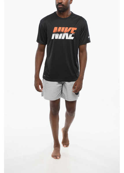 Tricouri Nike Swim Dri-Fit Crew-Neck T-Shirt With Contrasting Logo Black Barbati (BM 18579016) 4